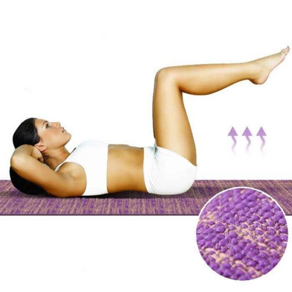 Yoga Practice on the Purple Jute PVC yoga mat, non-slip, no odor, taste-free