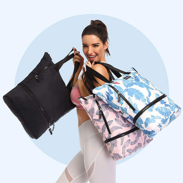 3 colors of sports tote bag with many side pockets