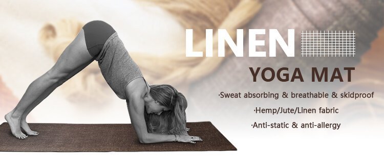 linen rubber yoga mat details