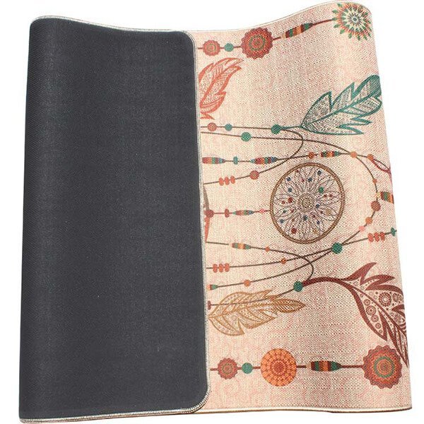 New Arrival! Full color Printed Brown Hemp Linen Rubber Yoga Mat with Binding Sides.